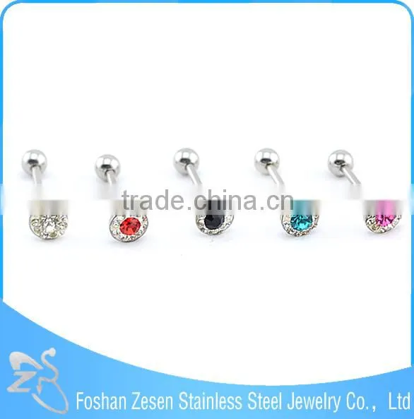 Fashionable Design Medical Steel Epoxy Mutil Crystal Ball Sparkle Tongue Ring photo-4