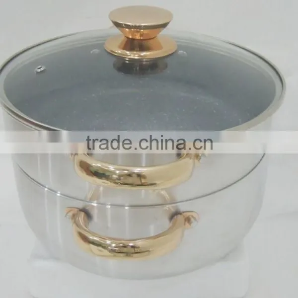 20cm Aluminum Optima Steamer With Golden Handle & Marble Coating photo-2