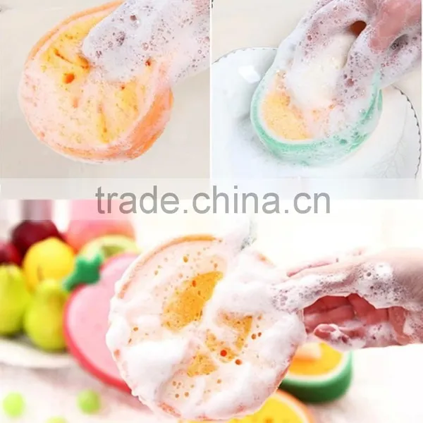 J195 4types Fruit Sponge Cleaning Cloth Sponge Scouring Pad photo-4