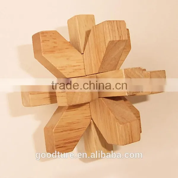 2015 Hot Sale Wooden IQ Intelligent PuzzleKongming Lock Brain Teaser Plum Blossom photo-2