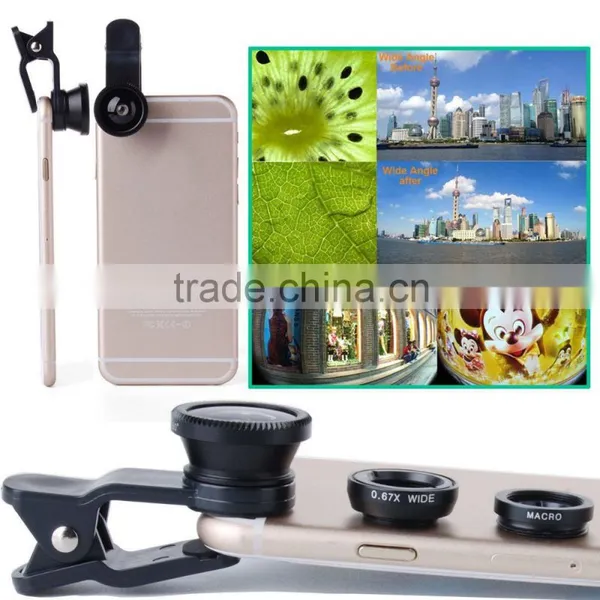 Hot Selling Universal 3 In 1 Clip On Fish Eye Macro Wide Angle Smartphone Camera Lens for Samsung Galaxy j5 photo-6