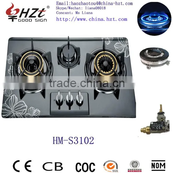 Morden Style Brass Burner Corner 3 Burner Gas Hob