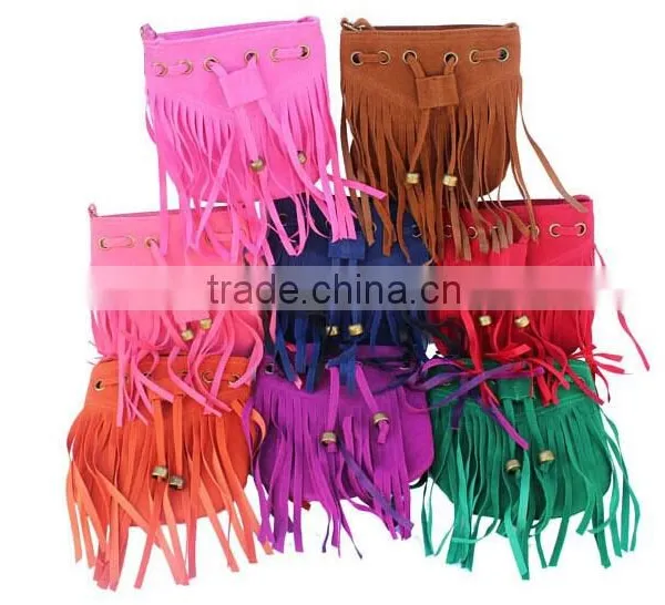 High Quality Colorful Suede Tassel Bag photo-6