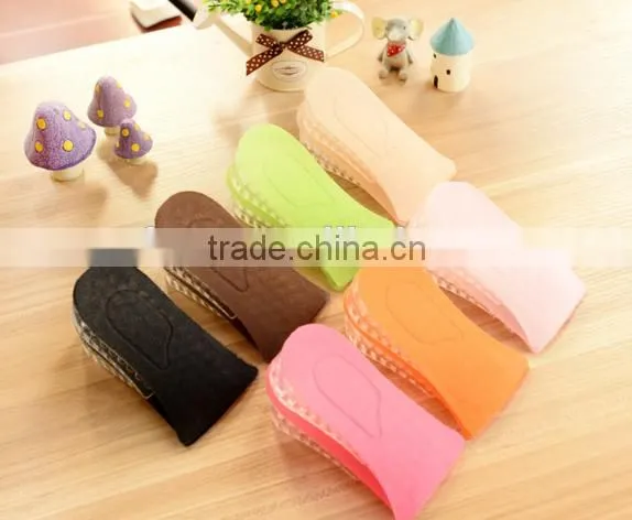 High quality unisex silicone gel heel lifts height increasing insoles shoe inserts pads