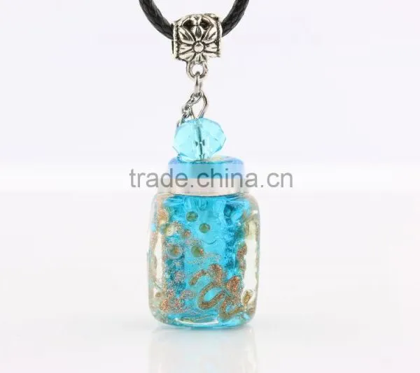 Glow in Dark Square Shape Essential Oil Diffuser Perfume Bottle Pendant Aromatherapy Essential Oil Pendant Jewelry photo-3