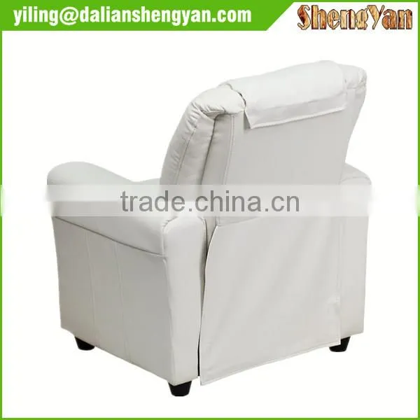 Contemporary White Kids Recliner With Cup Holder and Headrest photo-4