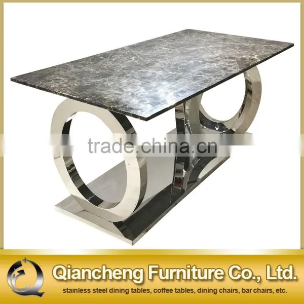 Modern Furniture Stainless Steel Legs Marble Top Dining Table Qiancheng Furniture photo-3