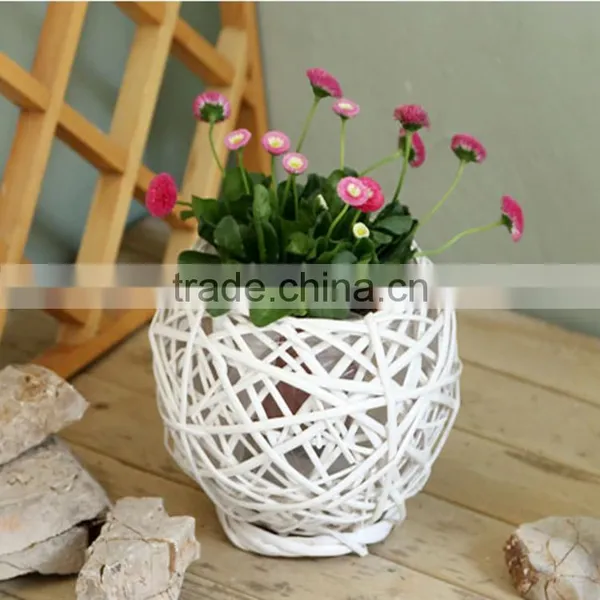 Factory Directly Supply Artificial Flower Basket Decoration Wicker Flowerpot photo-5