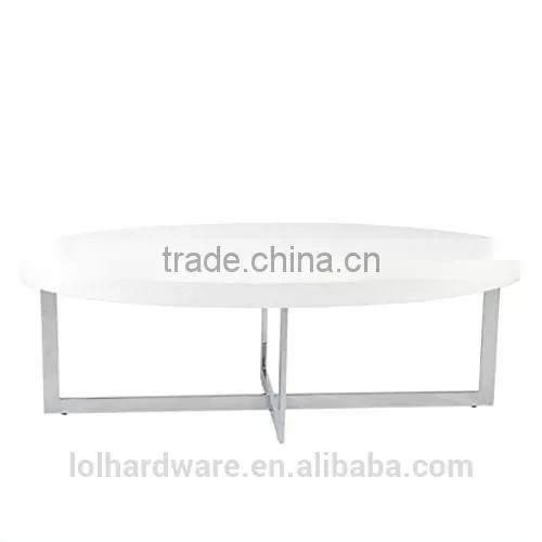 Eurostyle Stainless Steel Base Oval Coffee Table in White Lacquer photo-2