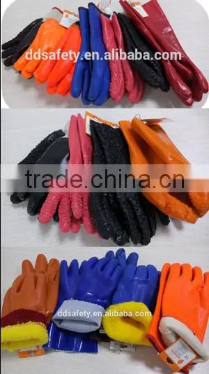 DDSAFETY Orange Pvc Smooth Finished Glove With Acrylic Boa Liner photo-3