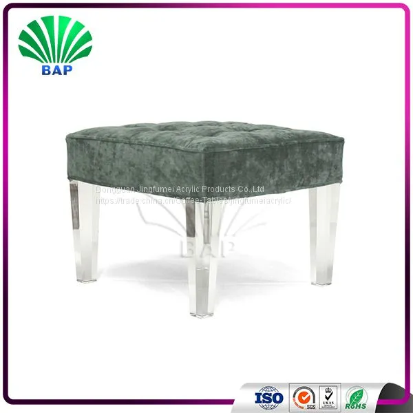Plexiglass 4 Legs Stool Shop Mall Relax Stool Acrylic Dressing Room Cushion Square Stool photo-3