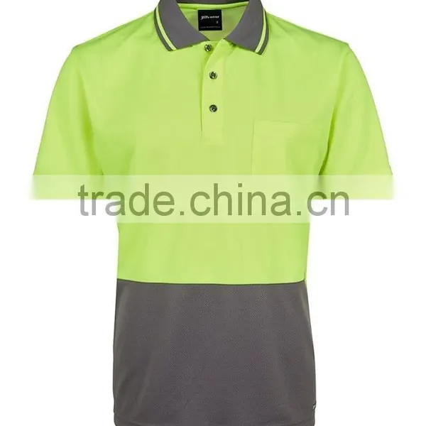 Custom Polyester Quick Dry Fit Fabric Workwear T-shirt Contrast Lime Traditional Style hi Vis Polo photo-4