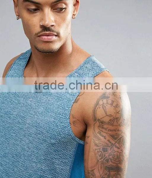 High Quality New Design Summer Cooling Custom Blue Gym Wear Comfortable 100% Polyester Fashion Men Muscle Sport Tank Tops photo-3
