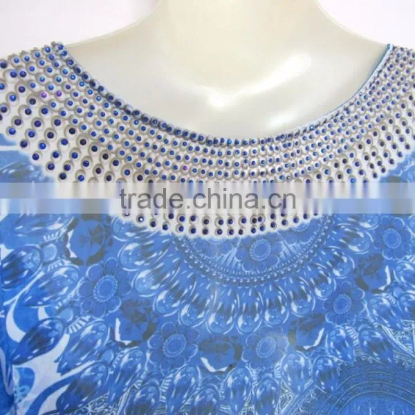 Georgette Crystal Embellished Short Kaftan CAFTAN Tunic Poncho Blouse photo-4