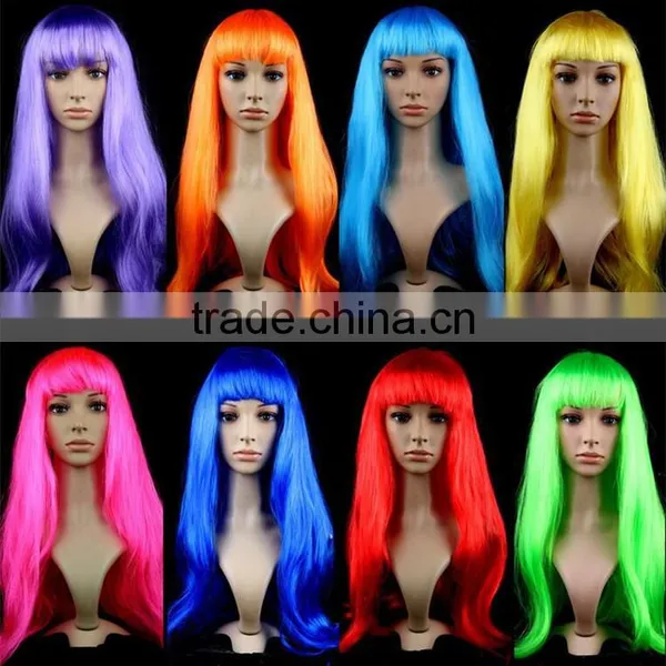 Cheap Women Cosplay Multi-color Long Straight Synthetic Wig Halloween Party Wig photo-2