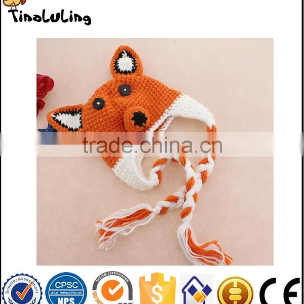 Fashion Animal Crochet Beanies Baby Hat Fox Costume Set Newborn Photography Props Infant Handmade Hat and Diaper Cover Set photo-3