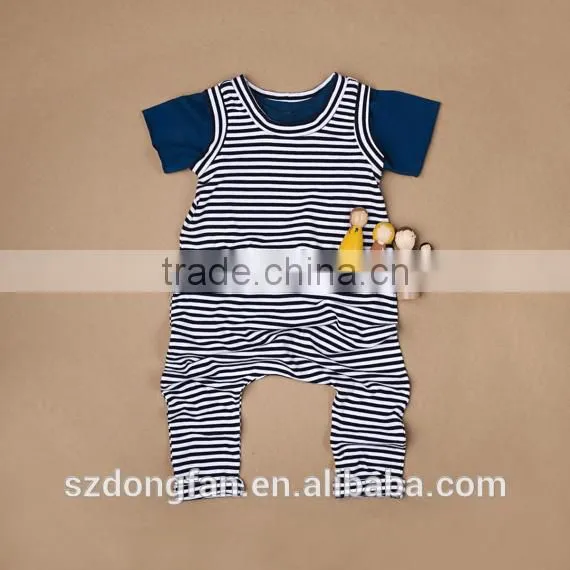 Boutique Baby Clothes 100% Cotton Navy Stripe Unisex Romper For New Born Baby photo-2