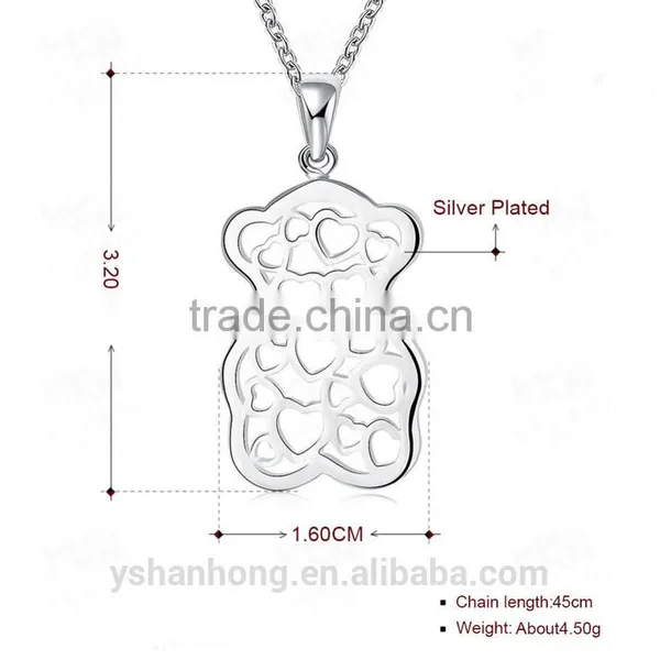 Fashion 925 Silver Bear Pendant Sautoir Wholesale Creative Hollow Out photo-5