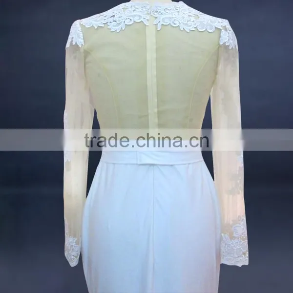 Latest Style High Quality Ball Gown Mermaid Lace Trumpet Long Sleeve Wedding Dress photo-4