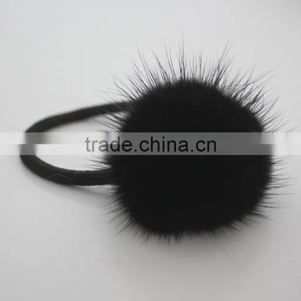 Myfur Luxury Customized Genuine Mink Fur Pompom Hair Band Accessory Wholesale