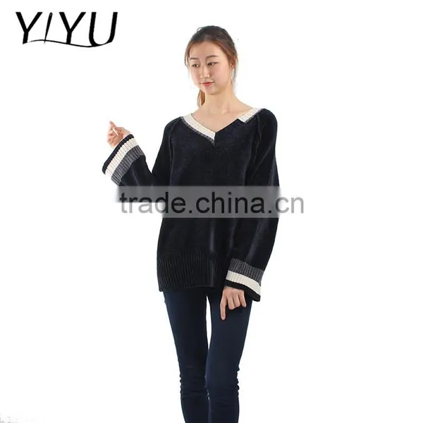 Fashion School Uniform Pullover Color Block Pagoda Sleeve Knit Sweater