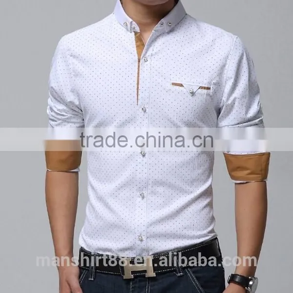 Decent Fashion Long Sleeve Contrast Color Custom Slim Fit Shirt photo-2