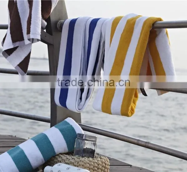 Wholesale Hotel All Cotton Yellow and White Stripe Swimming Towel Beach Towels photo-3