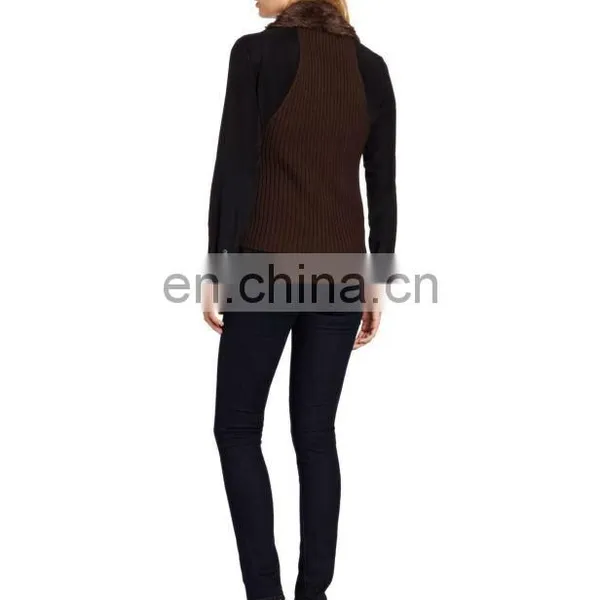 Women's Fur Vest Brown/quality Supplier+OEM+ODM photo-2