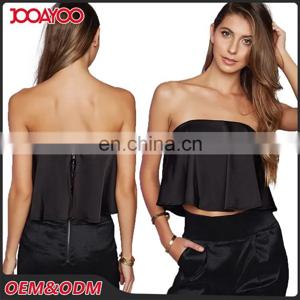 2017 Latest Fashion Design Short Overlay Bust Ladies Tops Plain Women Off Shoulder Crop Top