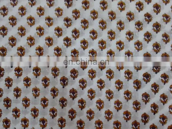Pure Cotton Hand Block Printed Fabric Natural Sanganeri Handmade Jaipuri Fabric photo-2