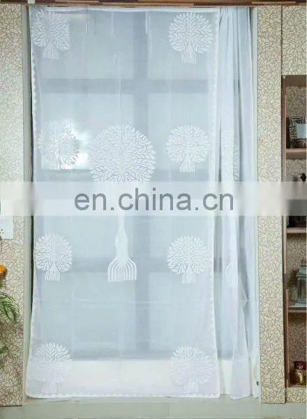Embroidery Organza Shower Curtain 100% COTTON CLOTH