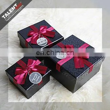 Custom Classic Black Art Paper Luxury Gift Box With Bowknot photo-3