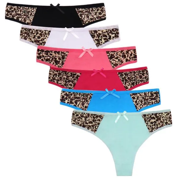 Yun Meng Ni Sexy Underwear Front Fashion Lepoard Printed G-string Cotton Thong For Lady photo-3