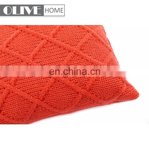 Fashion Soft Jacquard Diamond Geometric Pattern Knitted Cushion Cover for Sofa photo-4