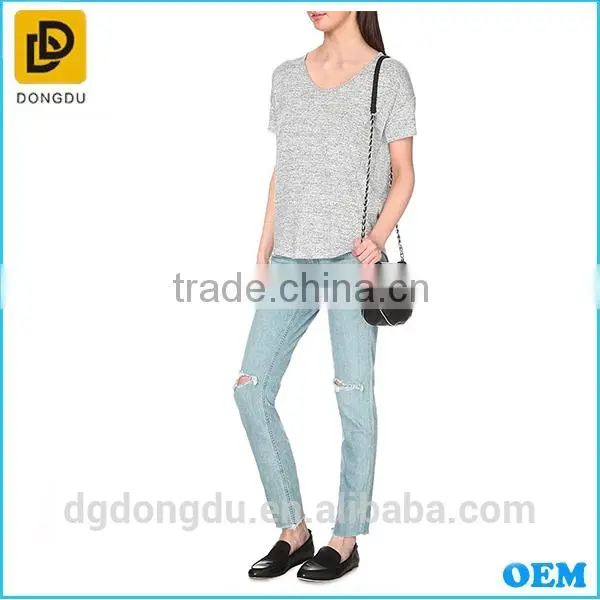 Hot Sale Fashion High Quality Lady Fitted Cotton Simple T Shirt 2016 photo-2