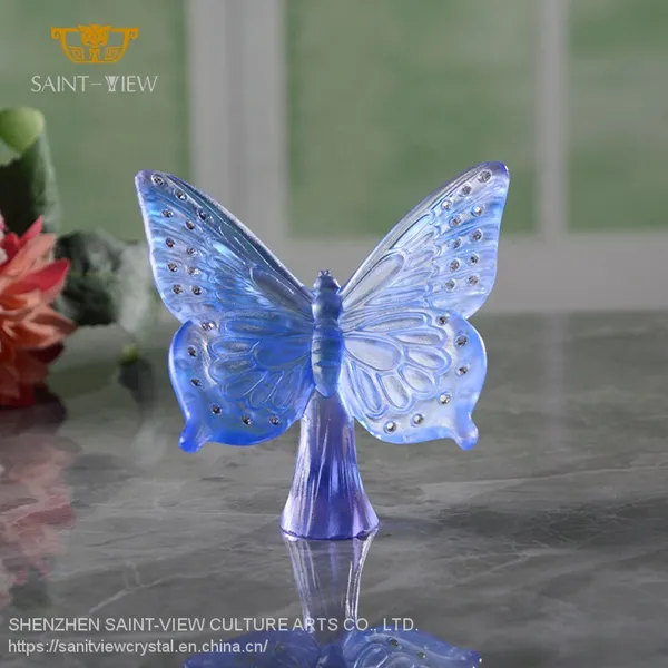 SAINT VIEW 2022 Spring Crafts Desktop Modern Decor Crystal Art Carving Souvenir Butterfly Ornaments for Living Room photo-3