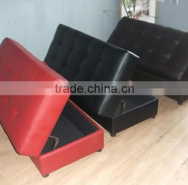 Brown Leather Sofa Stool & Ottoman With Storage photo-5