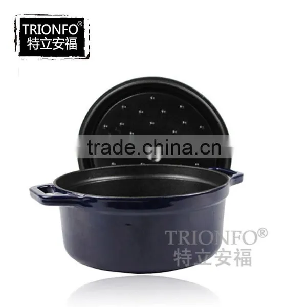 Hot Sale Trionfo Blue Enameled Casserole Cast Iron Potjie Pot photo-2