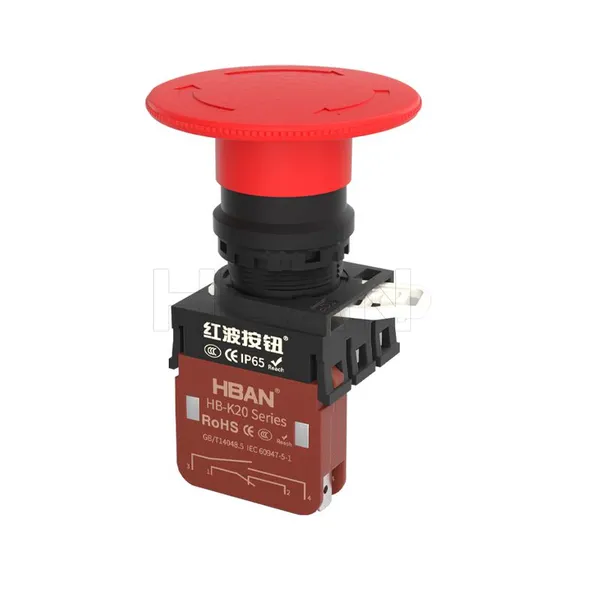 Ip65 22mm Plastic Large Surface Head 20a 1NO 1NC Emergency Switch Self Locking
