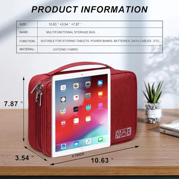 Electronic Bag Travel Cable Accessories Bag Waterproof Double Layer Electronics Organizer Portable Storage Case photo-2
