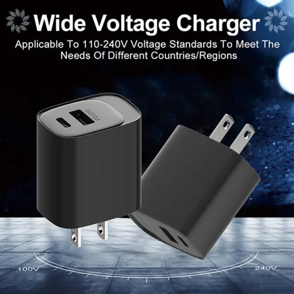 1a1c Output Us Plug 20W Fast Power Adapter 5V 3A, 9V 2.22A USB Transformer 12V 1.67A Type C Mobile Phone PD Charger photo-4