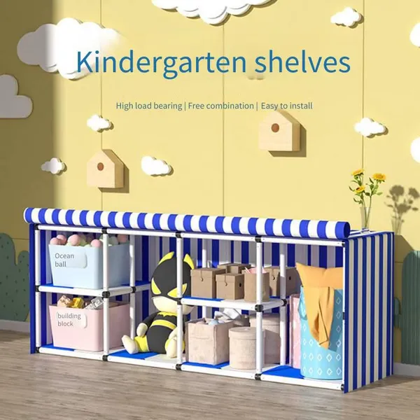outdoor rainproof cloth storage rack for building blocks and toys in kindergartens, a multi-functional movable and freely combinable cabinet
