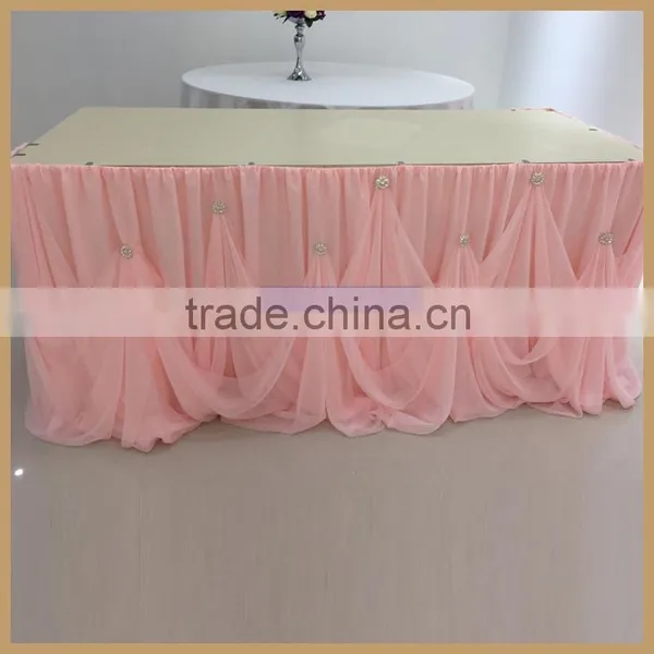 TC106 Hot Sale White Chiffon Cinderalla Table Skirt for Weeding photo-6