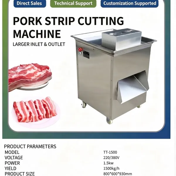 Stainless Steel Fresh Beef Pork Cutting Commercial Meat Cutter Machine Electric Meat Strip Cutter Industrial Meat Cutter For Catering Meat Shop Use photo-5