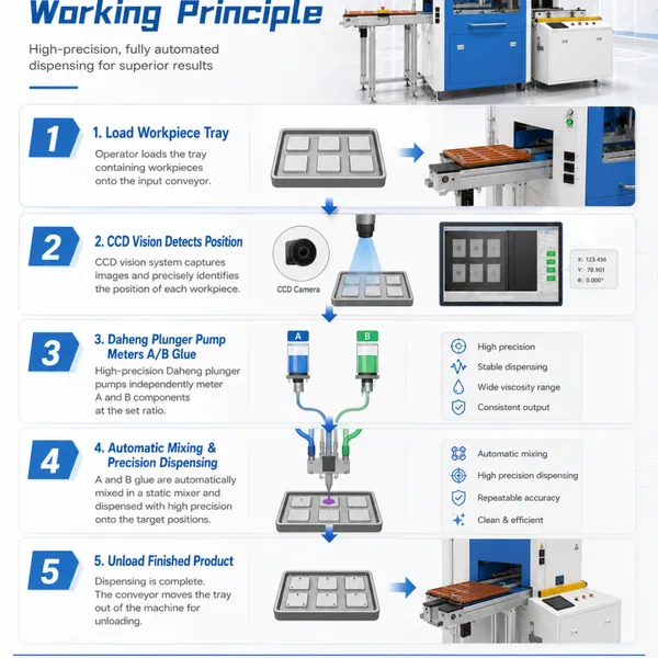 Daheng Pgv-501S CCD Visual Ab Two-Component Glue Potting and Dispensing Line for Epoxy PU And Silicone photo-3