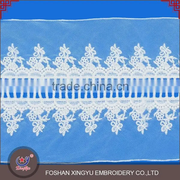 2016 Popular Fashion Hot Design Decorative Cotton Lace Trim Embroidered Tulle Fabric photo-2