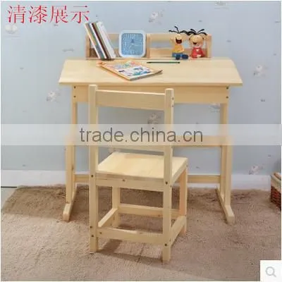 Solid Wood Pine Wood Table Student Desks and Chairs photo-2