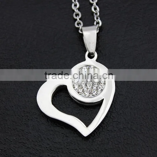 Titanium Heart Pendant Necklace Jewelry Diamond Cut Heart-shaped Clavicle Chains Wholesale photo-3