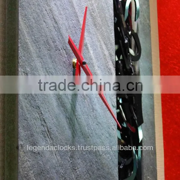 26 Inch Long Wall Clock, Stone Veneer Clock, Chrome Plated Wall Clock, Designer Clock, Unique Clock photo-2