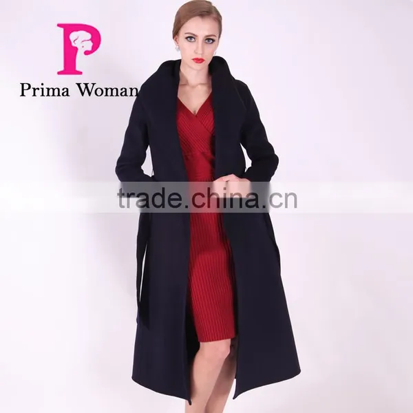 2016 New Design Spring Women Slim Fit Long Wool Coat With Belt photo-4
